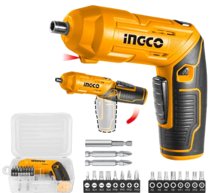 INGCO Lithium Ion Cordless Screwdriver CSDLI0442 Long Handle Screwdriver Set (Pack of 1)(CSDLI04425) 2