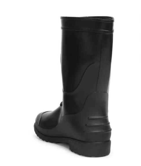 Hillson 11 Inch Chota Hathi Plain Toe Black Work Gumboots, Size: 7 4