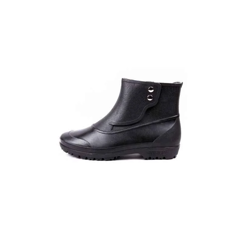 Hillson 7 Star 6 Inch PVC High Ankle Round Toe Black Button Gumboots(SIZE 7) 3