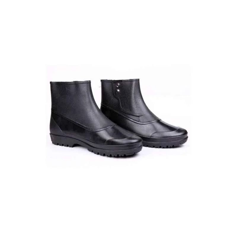 Hillson 7 Star 6 Inch PVC High Ankle Round Toe Black Button Gumboots(SIZE 7) 2