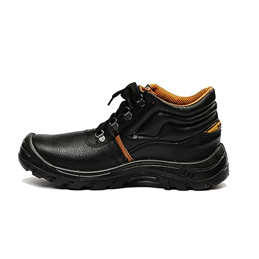 Hillson Apache Leather High Ankle Steel Toe Black Work Safety Shoes (SIZE 6) 4