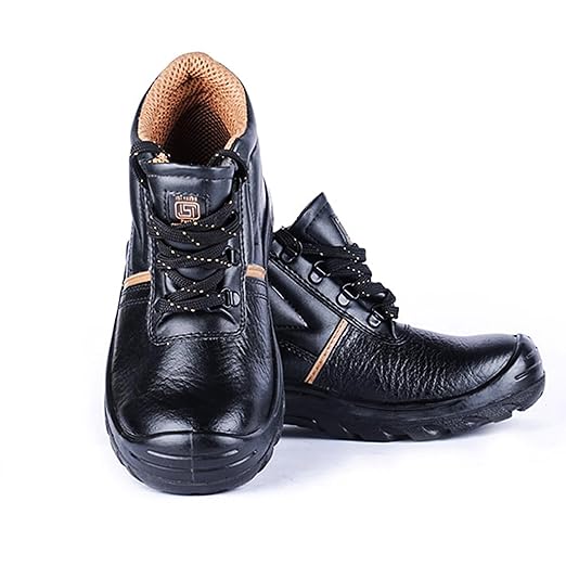 Hillson Apache Leather High Ankle Steel Toe Black Work Safety Shoes (SIZE 10) 2