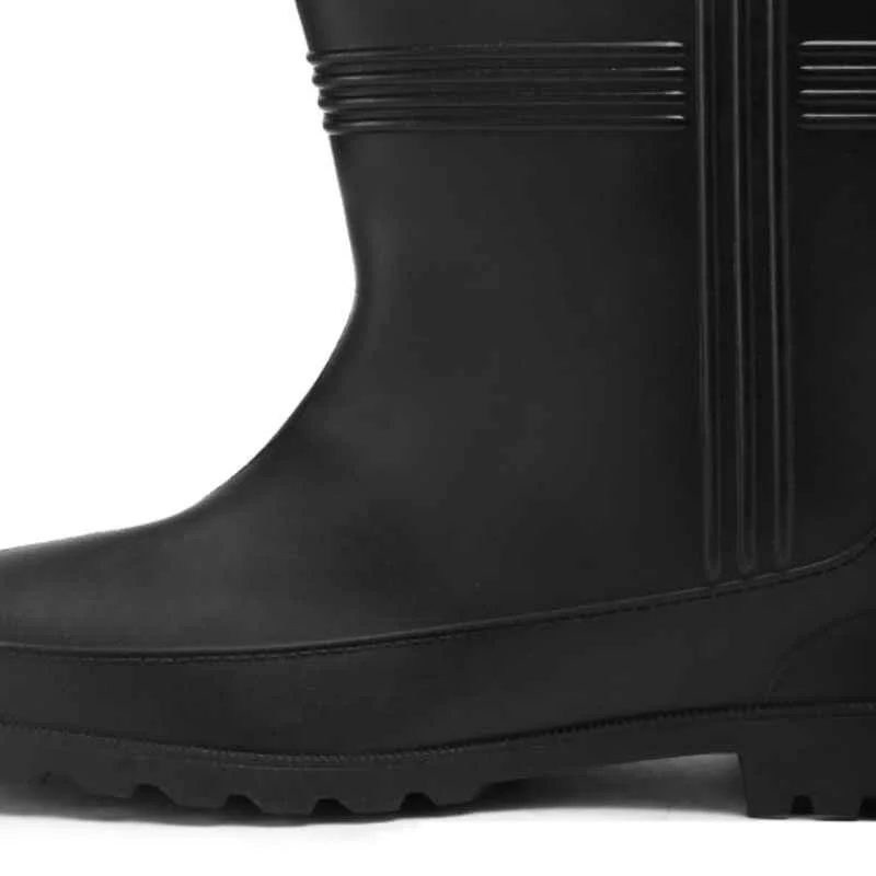 Hillson Hitter PVC 9 inch Plain Toe Black Work Gumboots, Size: 7 5