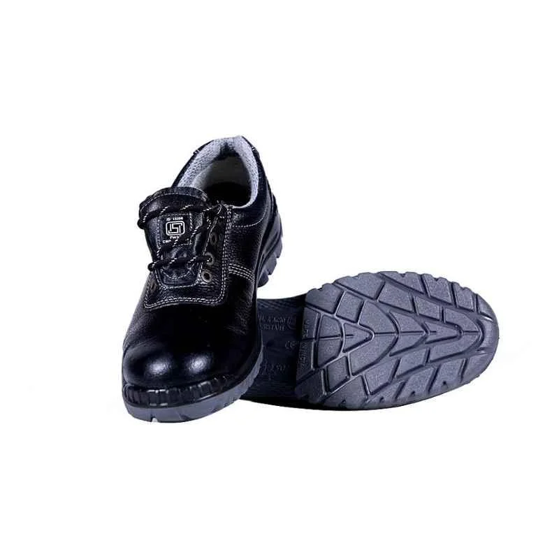 Hillson Panther Leather Mid Ankle Steel Toe Black Work Safety Shoes, Size: 6 4