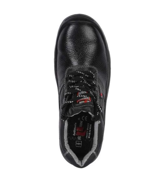 Hillson Soccer Leather Mid Ankle Steel Toe Black Work Safety Shoes, Size: 10 3