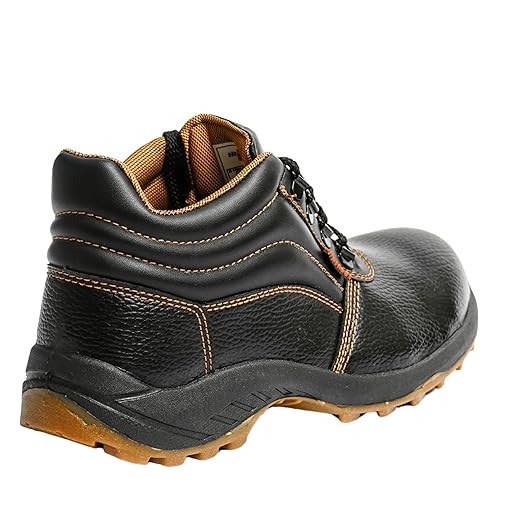 Hillson Workout Synthetic Leather High Ankle Metal Toe Black Work Safety Shoes(SIZE 6) 5