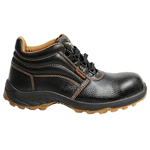 Hillson Workout Synthetic Leather High Ankle Metal Toe Black Work Safety Shoes(SIZE 7) 2