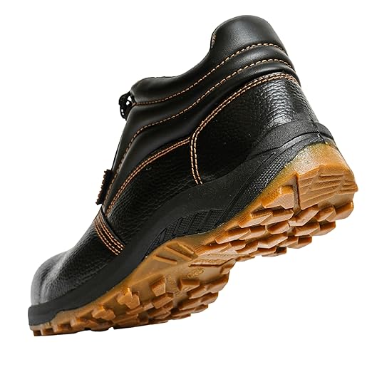 Hillson Workout Synthetic Leather High Ankle Metal Toe Black Work Safety Shoes(SIZE 11) 2