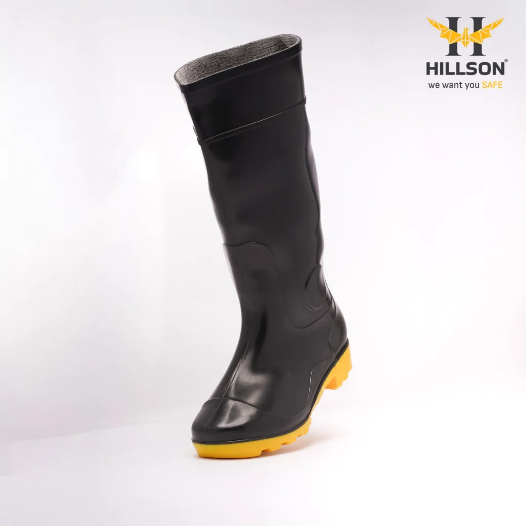 Hillson Century Yellow 15 Inch PVC Safety Gumboots, size 7 3