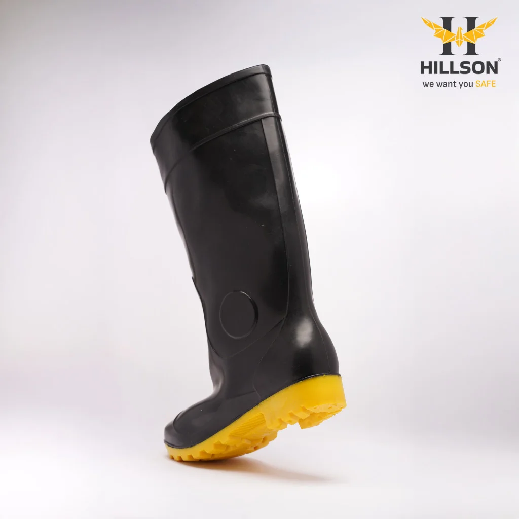 Hillson Century Yellow 15 Inch PVC Safety Gumboots, size 8 2