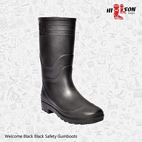 Hillson Welcome black industrial safety gumboots with high ankle PVC construction for workplace protection and comfort.(SIZE 7) 2
