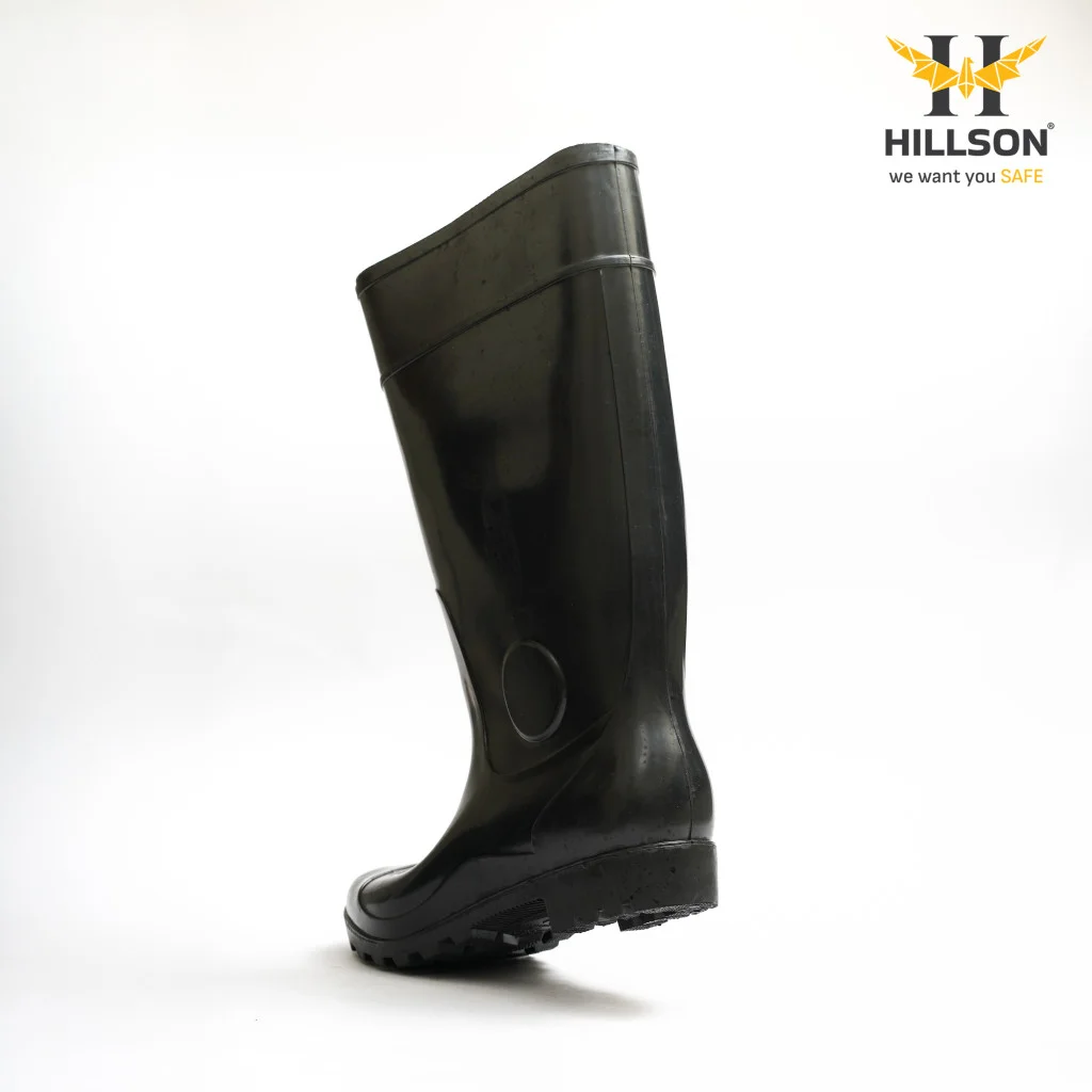 Hillson Century Black 15 Inch PVC Rainwear Gumboots, size 7 4