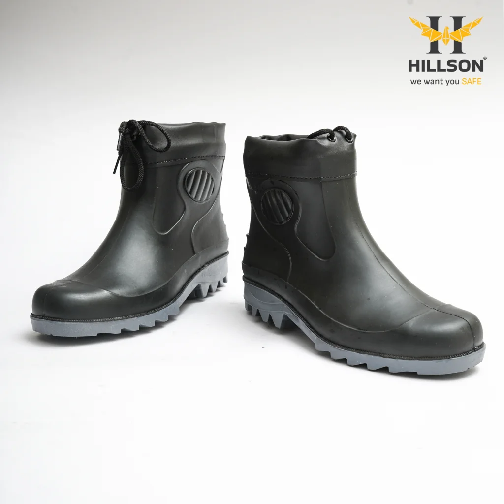 Hillson Collar Boot Waterproof Gumboot, Slip Resistant, Dual Density, Comfortable & Durable, Suitable for Engineering, Construction, Agriculture, size 7 5
