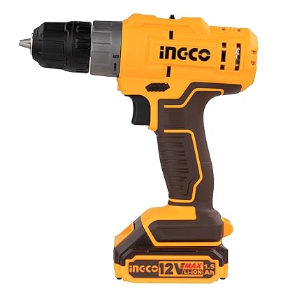 Ingco 12V cordless impact drill driver with 20Nm torque, dual-speed gearbox, and USB Type-C charging support. 5