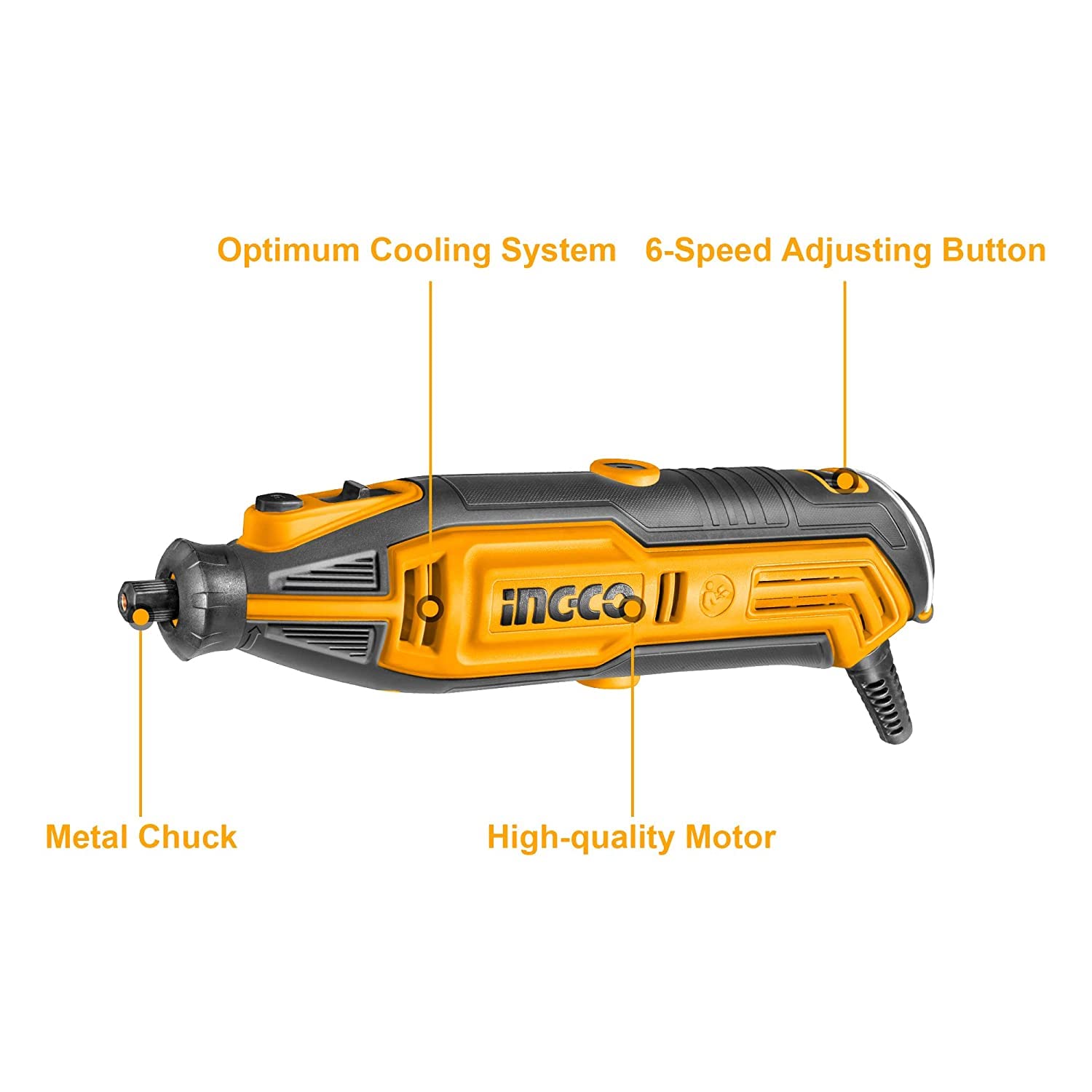 Ingco MG13328 Mini Grinder 130W power, Variable Speed, 10000-35000 RPM with Flexible Shaft Attachment 3