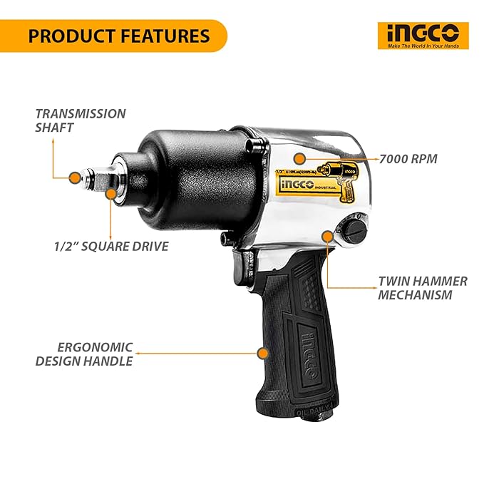 INGCO Air Impact Wrench 1/2" Drive , 610Nm (AIW12562) 3