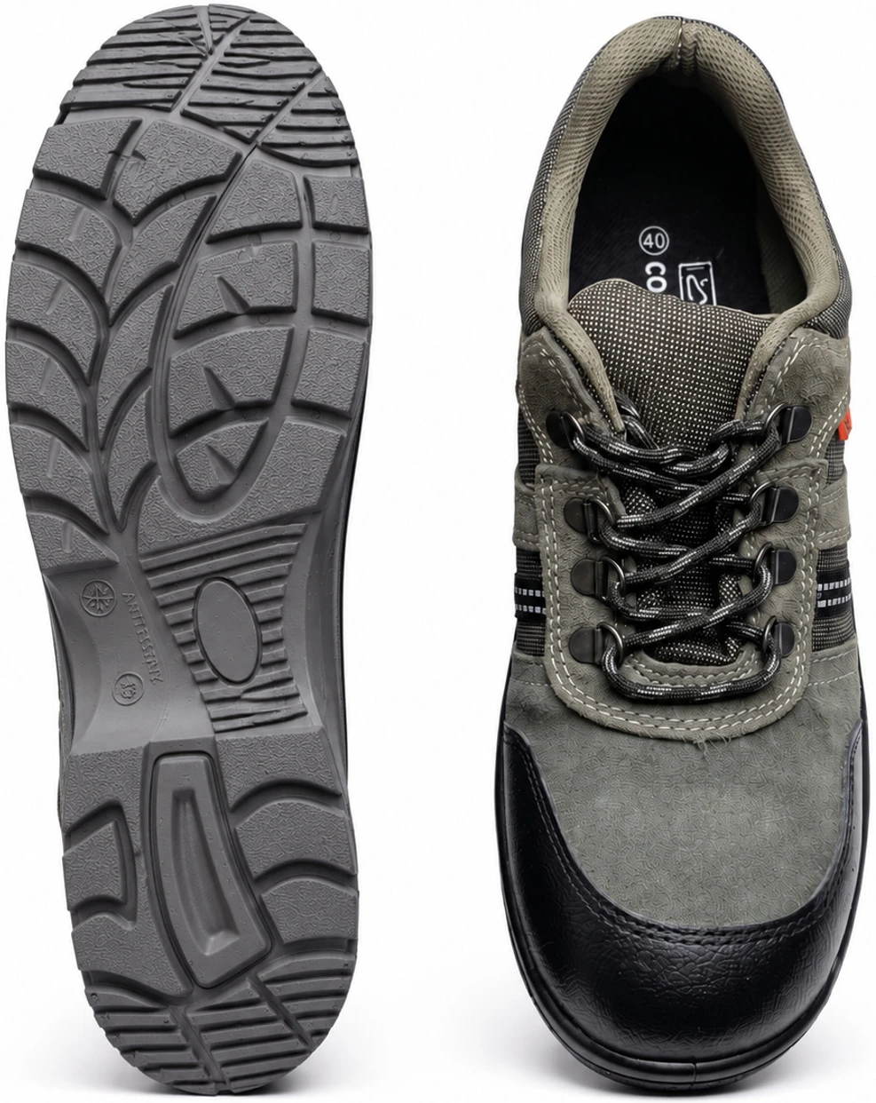 Contablue Steel Toe Suede Safety Shoe (GREY, Size 10) 3