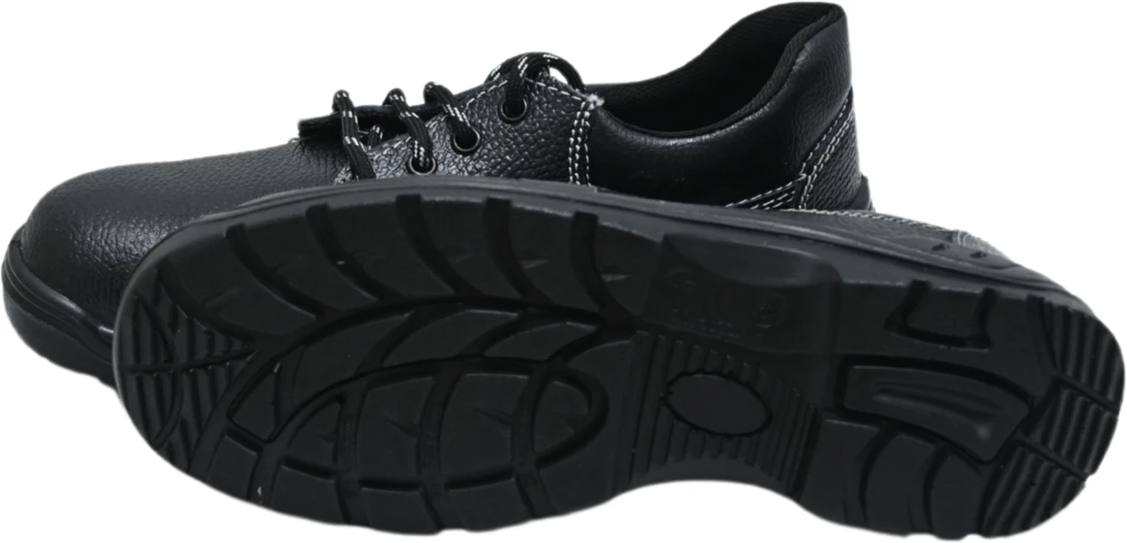 Contablue G101 black genuine leather safety shoes with steel toe cap and PU sole, SIZE 5 5