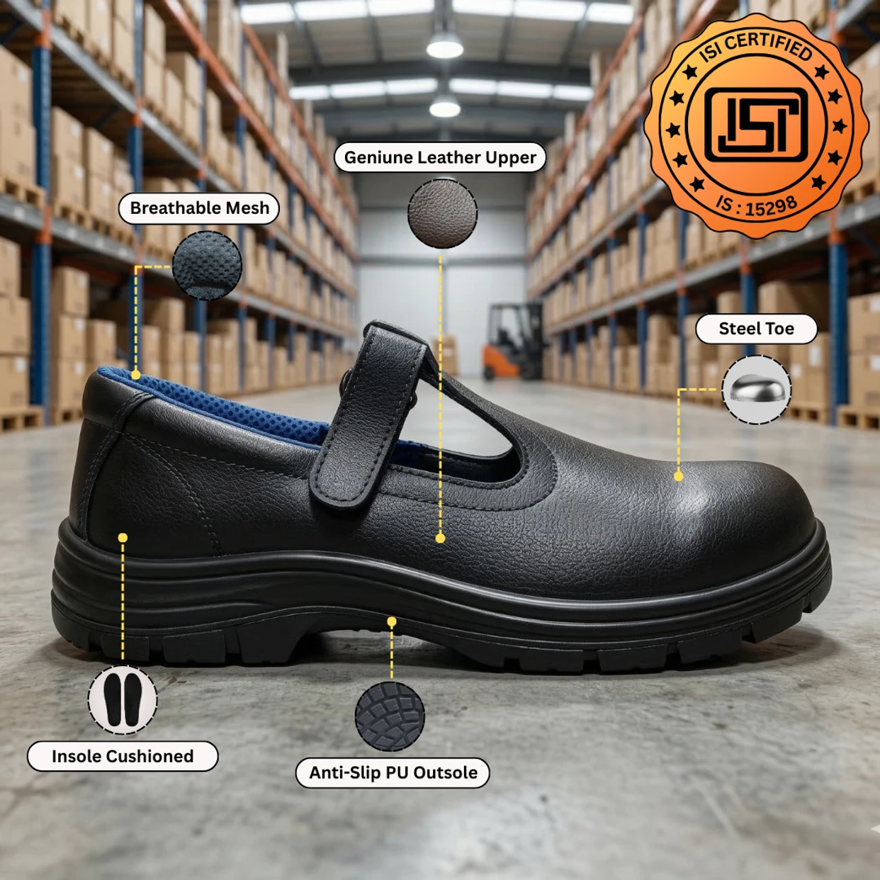 Contablue Elida-Women Black Steel Toe Leather Safety Shoe for women, SIZE 8 2