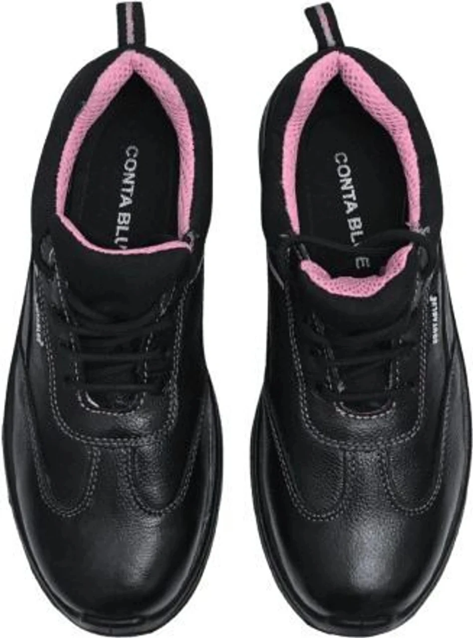 Contablue Steel Toe Genuine Leather Black Safety Shoe, size 2(AG-Female) 2