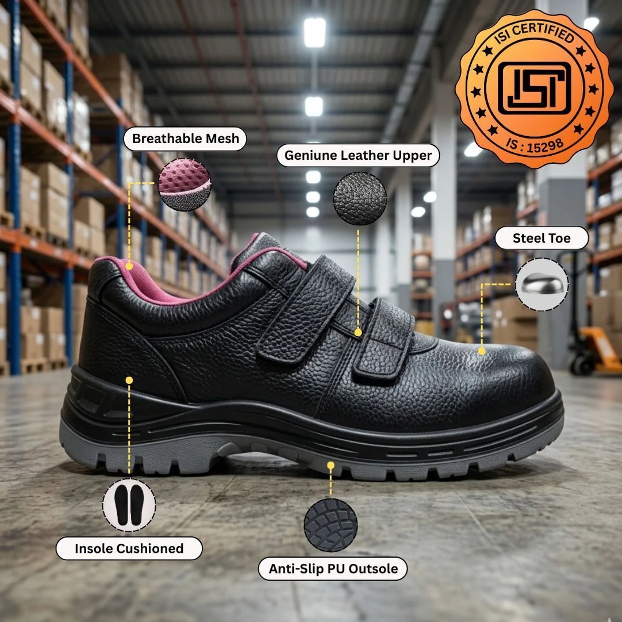 Contablue Battler-Eva Black Steel Toe Safety Shoe for women, SIZE 3 3