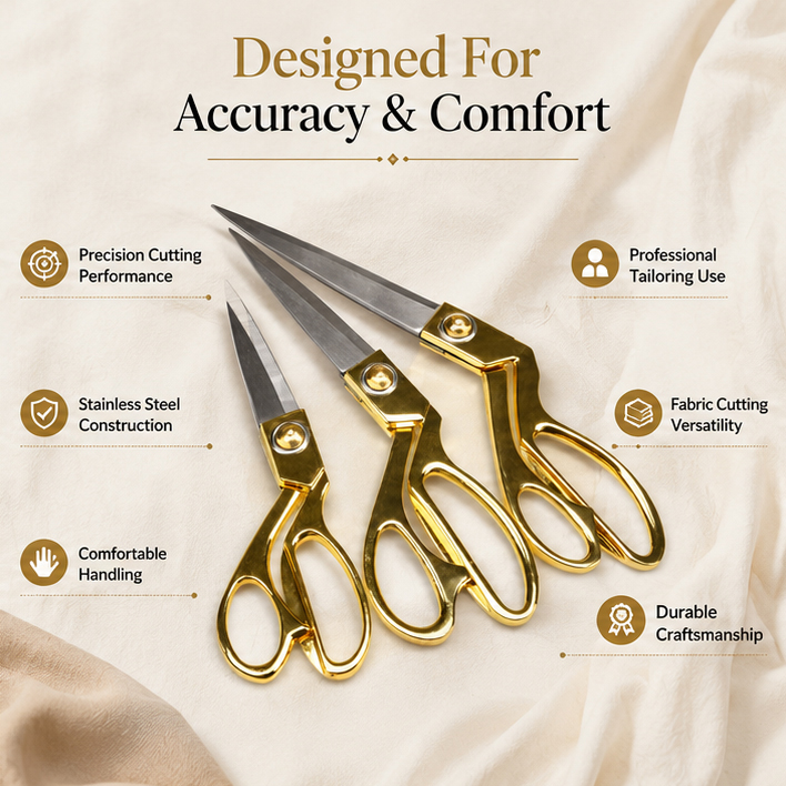 Beautiful Golden Handle Scissors  9.5"10.5"(CSS) 3