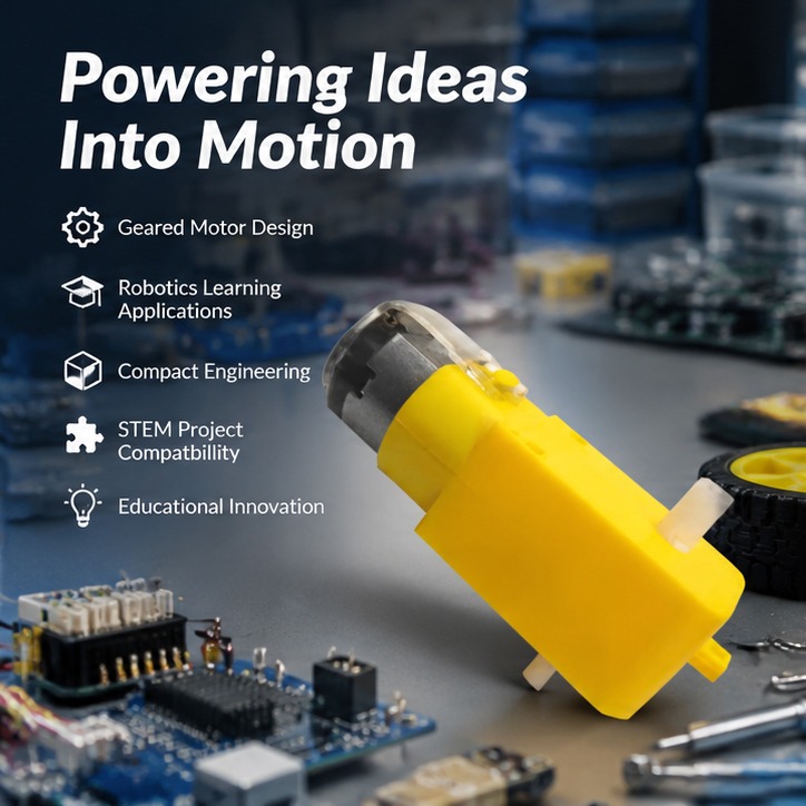 HUMSER BO geared DC motor 300 RPM with plastic gearbox for robotics, STEM kits, and DIY electronic projects. 2