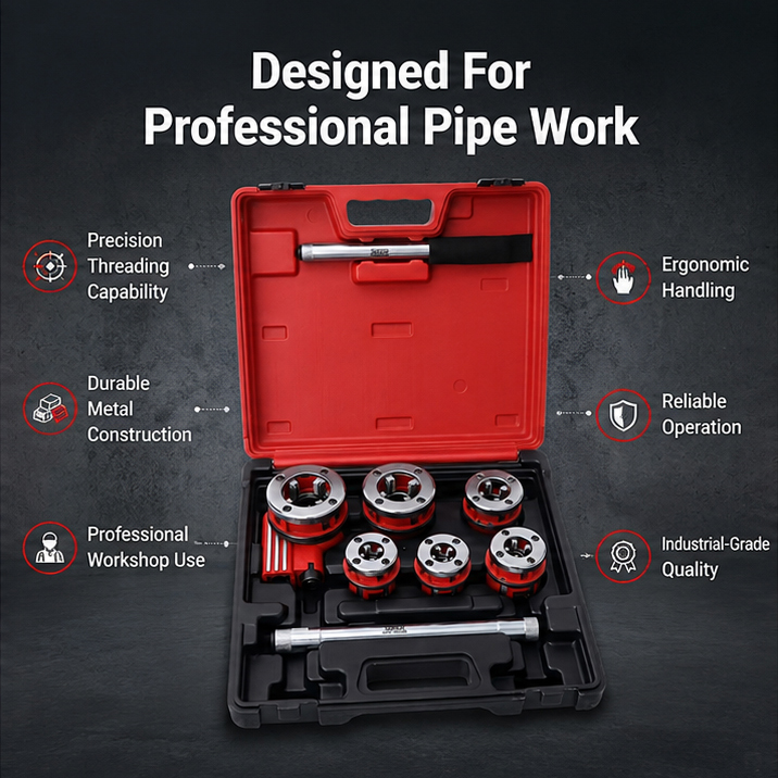 Inder 3/8-1¼ Inch BSPT Super Ratchet Pipe Threader P-170C – Heavy Duty 6.2Kg Dual Thread Tool(P-170C) 3