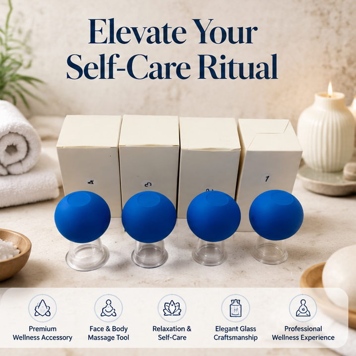 Shivya Healthcare  Glass Cupping Tool For Face & Body Therapy Massager (Blue, transparent) (pack of 4) 2
