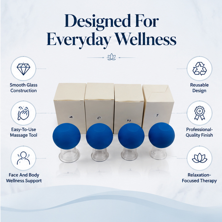 Shivya Healthcare  Glass Cupping Tool For Face & Body Therapy Massager (Blue, transparent) (pack of 4) 3