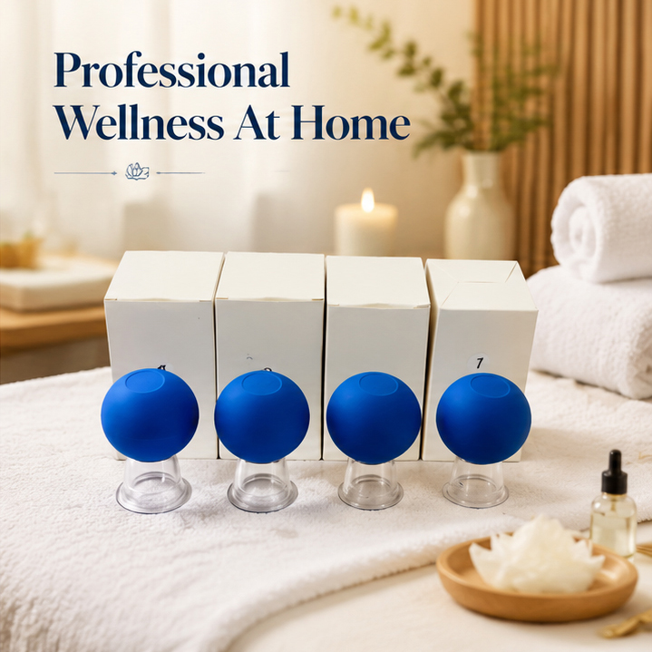 Shivya Healthcare  Glass Cupping Tool For Face & Body Therapy Massager (Blue, transparent) (pack of 4) 4