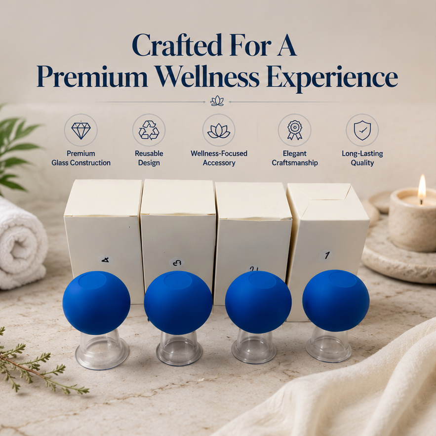 Shivya Healthcare  Glass Cupping Tool For Face & Body Therapy Massager (Blue, transparent) (pack of 4) 5