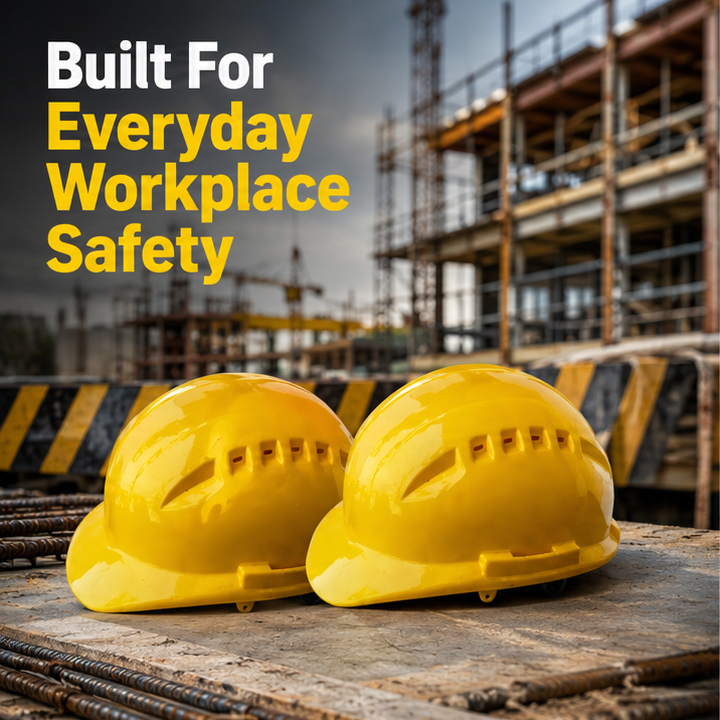 Yellow color Without Rachet Heavy Duty Safety Hard Hat - High-Impact ABS Shell Construction Helmet - Secure Fit Chin Strap and Moisture-Wicking Swea 2