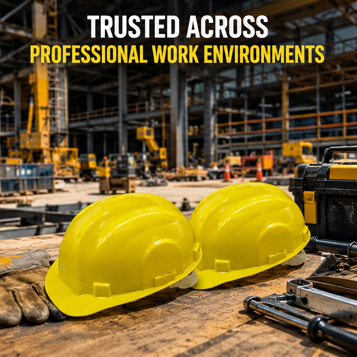 Yellow Rachet Heavy Duty Safety Hard Hat - High-Impact ABS Shell Construction Helmet - Secure Fit Chin Strap and Moisture-Wicking Sweatban 4