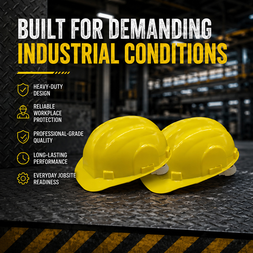 Yellow Rachet Heavy Duty Safety Hard Hat - High-Impact ABS Shell Construction Helmet - Secure Fit Chin Strap and Moisture-Wicking Sweatban 5