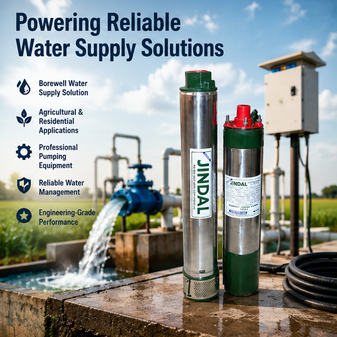 GANPATI JINDAL1.5HP 12 Stage Single Phase Pure Copper Water Filled Borewell Submersible Pump with Control Panel & 12 Months Warranty 2