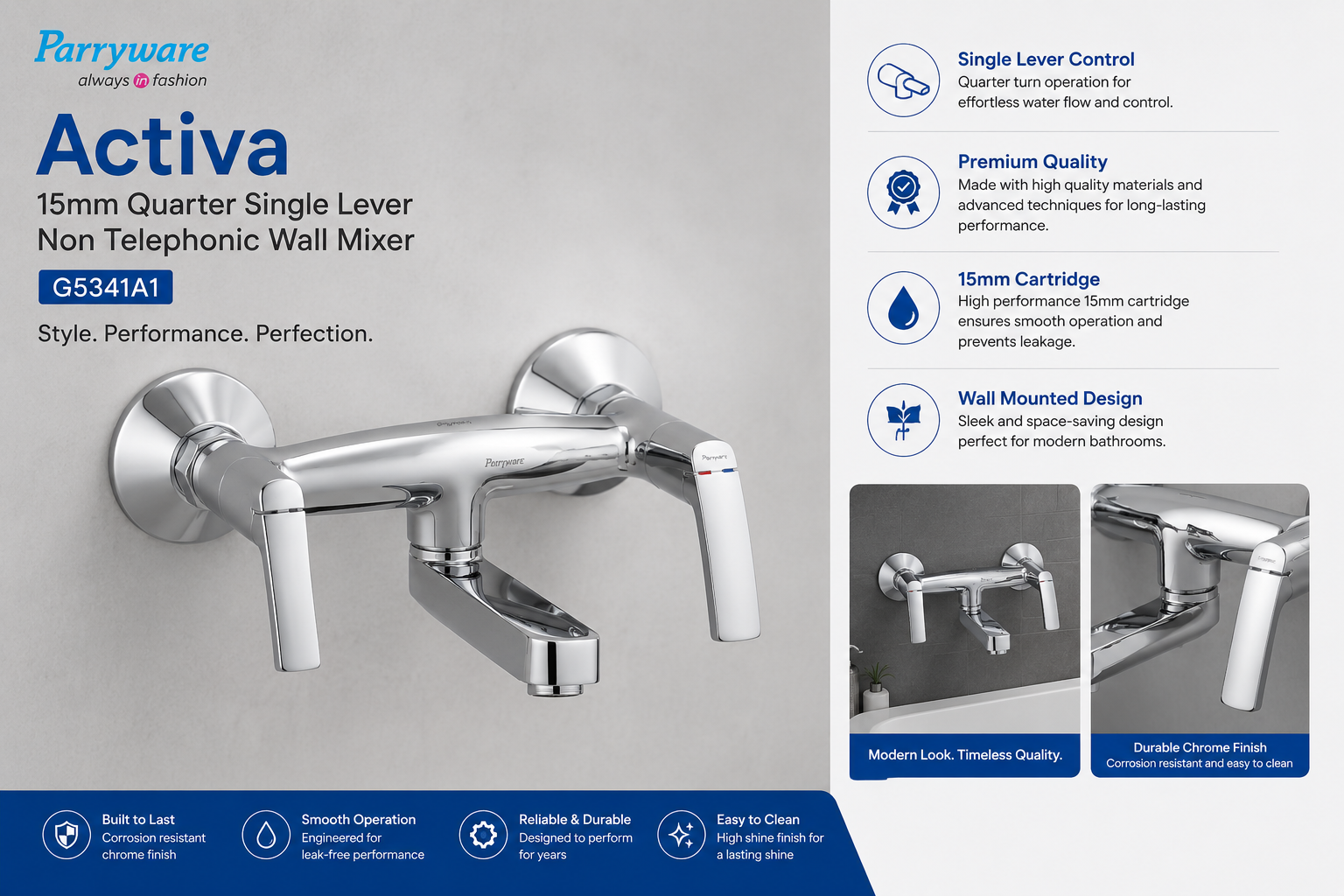 Parryware 15mm Activa Quarter Single Lever Non Tel(G5341A1) 2