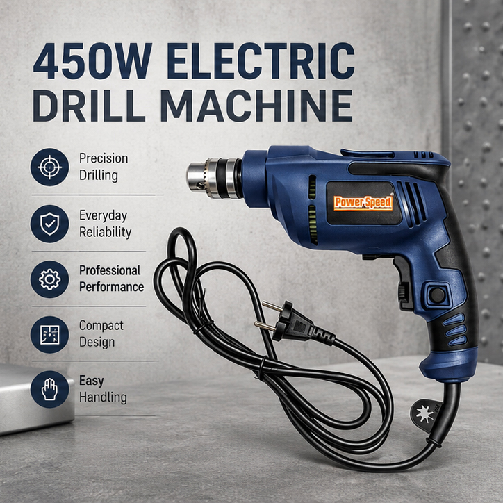 PowerSpeed 450W Power 10MM Capacity Electric Drill, 0–3200 RPM Variable Speed  2
