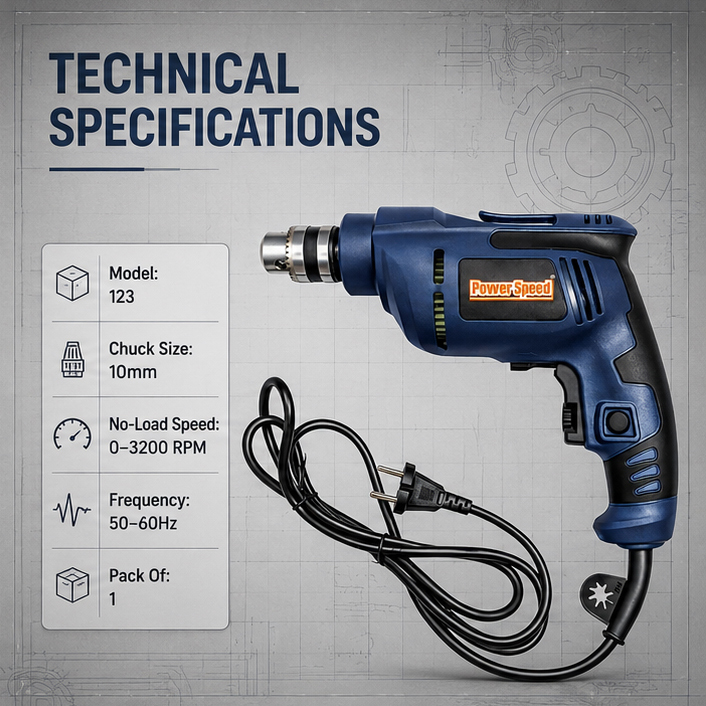 PowerSpeed 450W Power 10MM Capacity Electric Drill, 0–3200 RPM Variable Speed  4