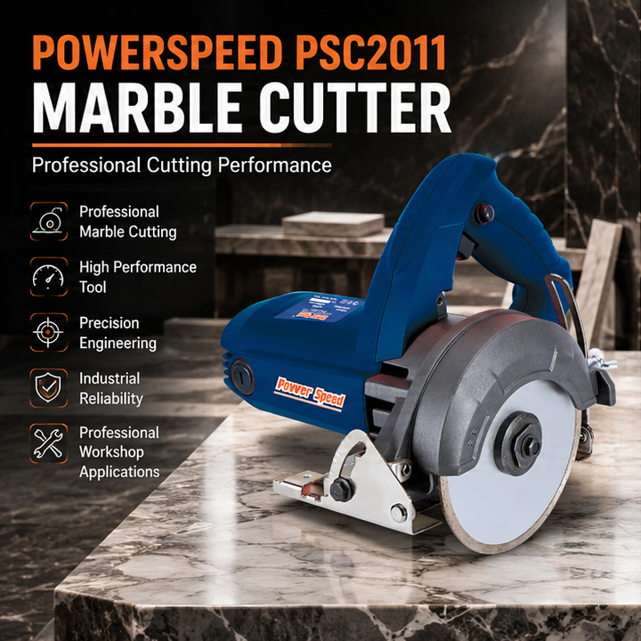 PowerSpeed PSC2011 Marble Cutter, 1450W Powerful Motor, 125mm Blade, 13,000 RPM, Angular Cutting, High-Efficiency Cutting, Double Insulated(PSC2011 ) 2