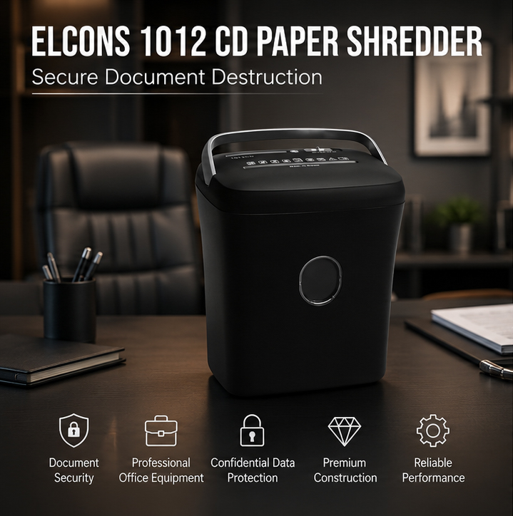 ELCONS PAPER SHREDDER (CD/DVD/Credit Card & I-Card Cross Cut Paper Shredder Automatic) Paper Trimmer (10) 2