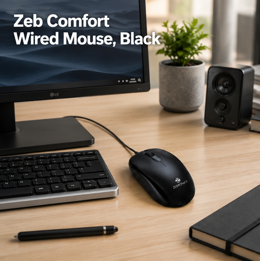 Zeb Comfort Wired Mouse, Black 5