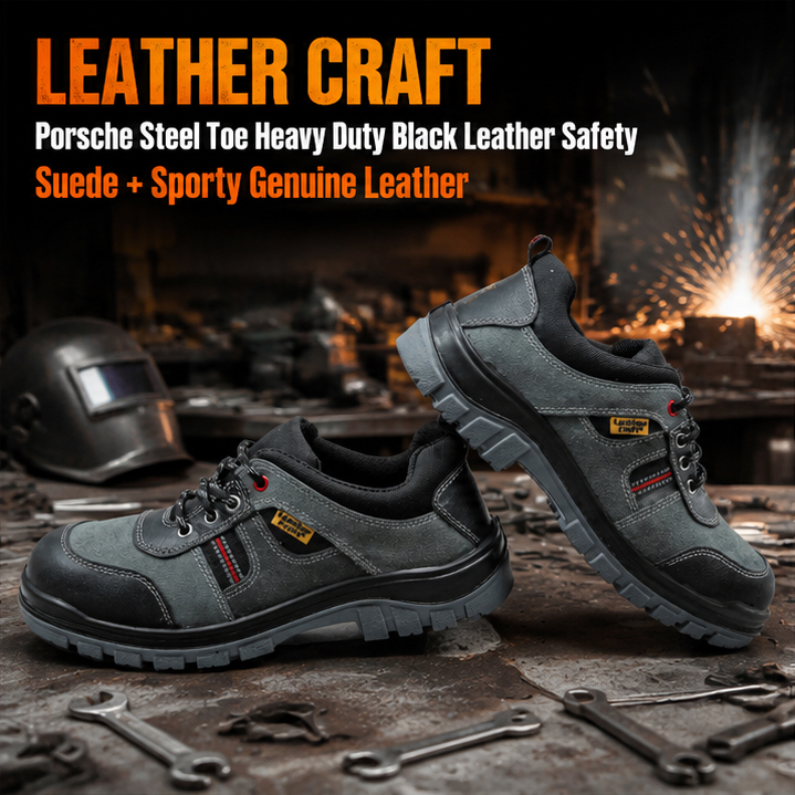 Leather Craft Porsche Steel Toe Black Leather Safety Shoes(size 7) 3