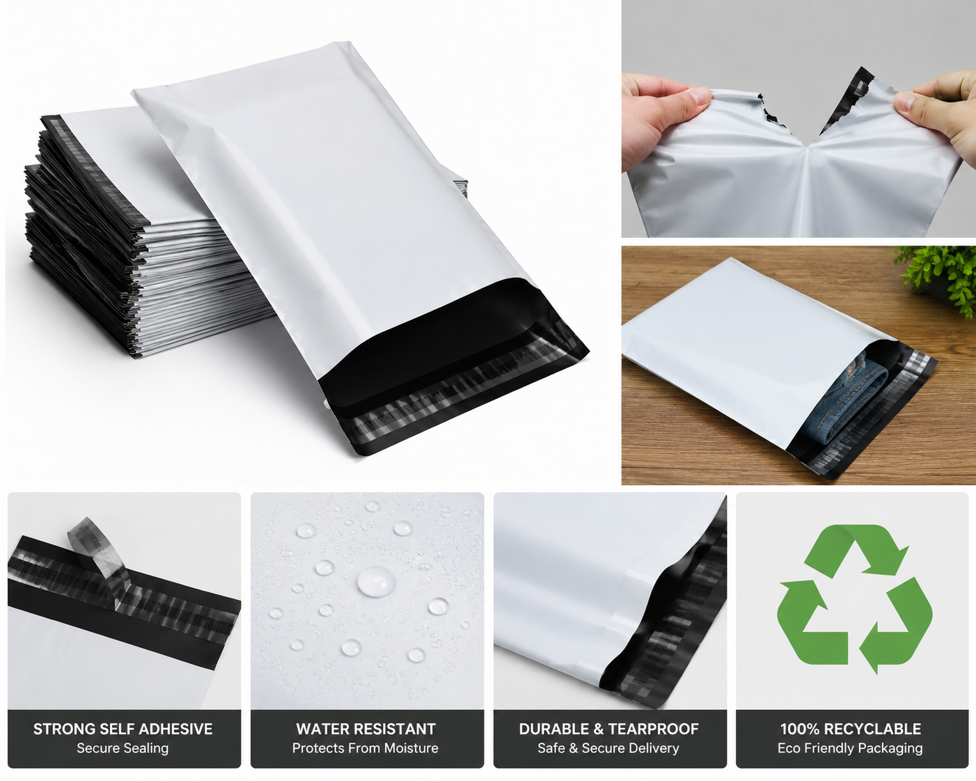 Tamper Proof Polybags Size-8 x 10 Bags/Pouches/Cover 55 Micron for Shipping/Packing >>with Pod(Tamper Proof Polybags Size-8 x 10 Bags/Pouches/Cov) 2