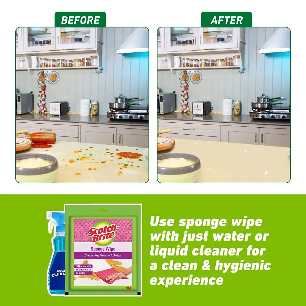 Scotch-Brite Multi Purpose, Easy to Use kitchen Cleaning Sponge Wipe – Pack of 3 5