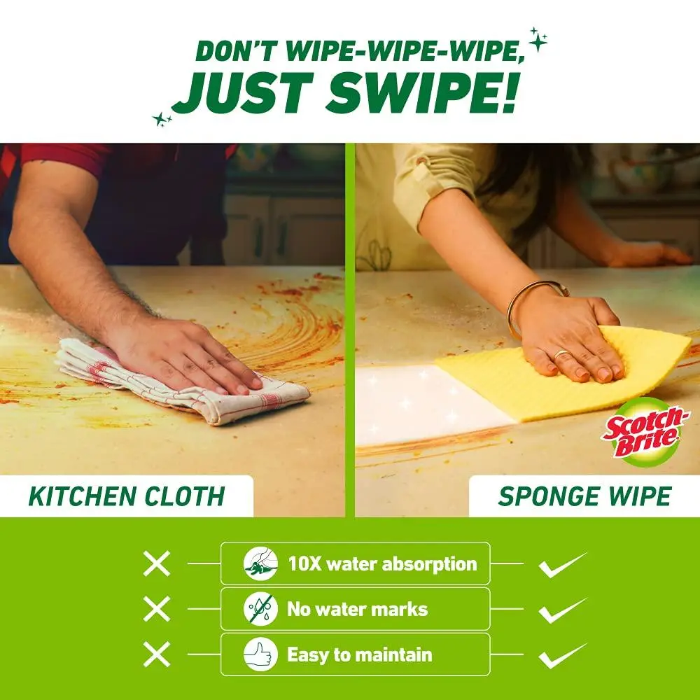 Scotch-Brite Multi-Purpose, Easy to Use kitchen Cleaning Sponge Wipe – Packs of 5 2
