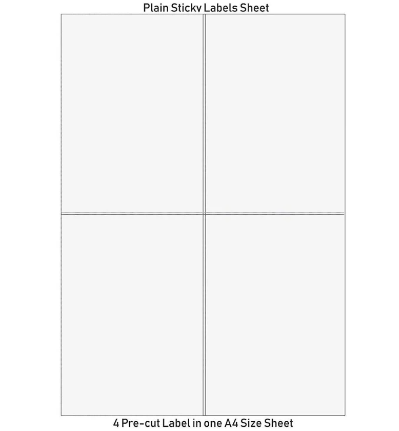 Sticker Paper A4 Size Pack of 100 sheets (4 Labels in 1 Sheet | 400 Labels) 2