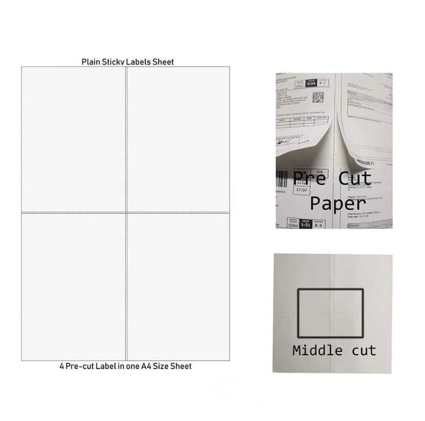 Sticker Paper A4 Size Pack of 100 sheets (4 Labels in 1 Sheet | 400 Labels) 3