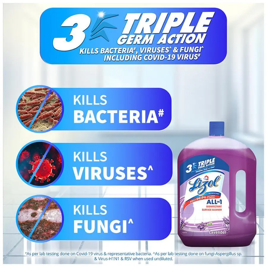 Lizol Disinfectant Surface and Floor Cleaner Liquid, Lavender – 2L | Kills 99.9% Germs | India’s #1 Floor Cleaner [Pack of 1 Piece] 4