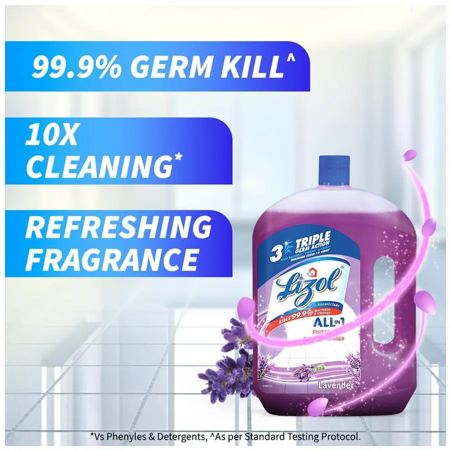 Lizol Disinfectant Surface and Floor Cleaner Liquid, Lavender – 2L | Kills 99.9% Germs | India’s #1 Floor Cleaner [Pack of 1 Piece] 5